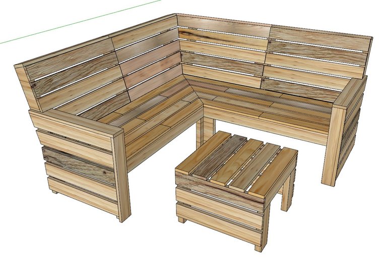 4 place L-Shaped garden chair with tab